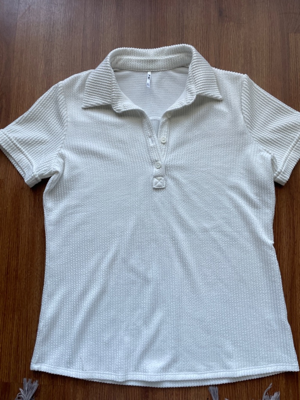 Women’s Cream Textured Polo Top